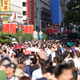 Chinese national flags are seen as tourists throng the Nanjing pedestrian road, a main shopping area, on China's 69th National Day in Shanghai, China October 1, 2018. REUTERS/Aly Song - RC14DF800D60
